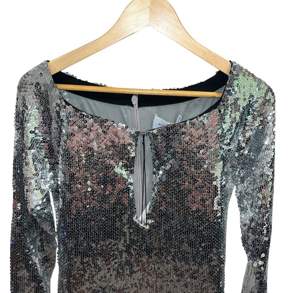 16Arlington Solaria dress mini sequin silver US 10 UK 14 keyhole cocktail NWT - Picture 6 of 16